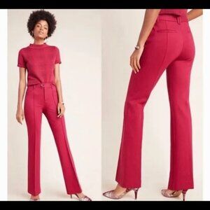 Anthropologie The Essential Flare Trousers In Raspberry Red Size 2 EUC